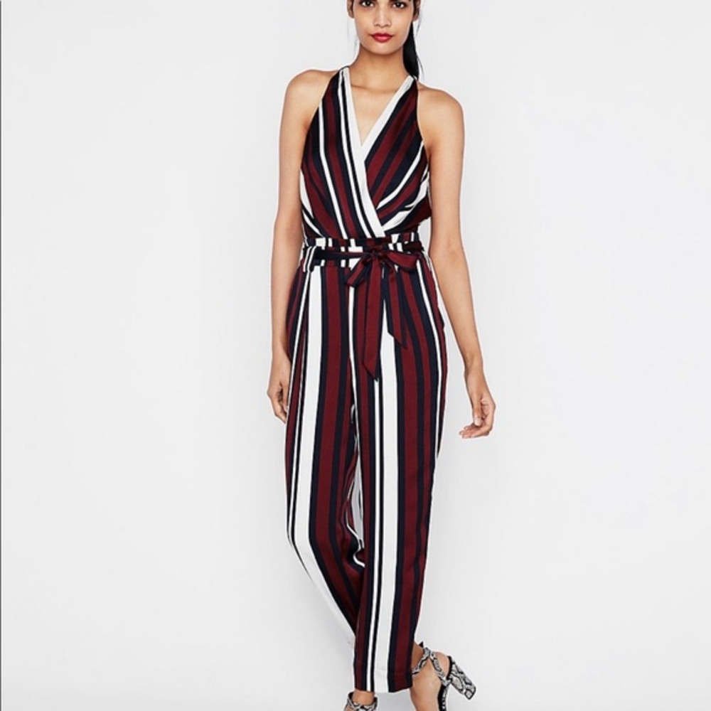 Striped Belted Jumpsuit